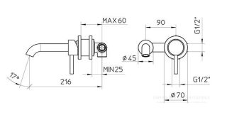 Встраиваемый смеситель для раковины Bossini Oki Z005302.073 чёрный матовый